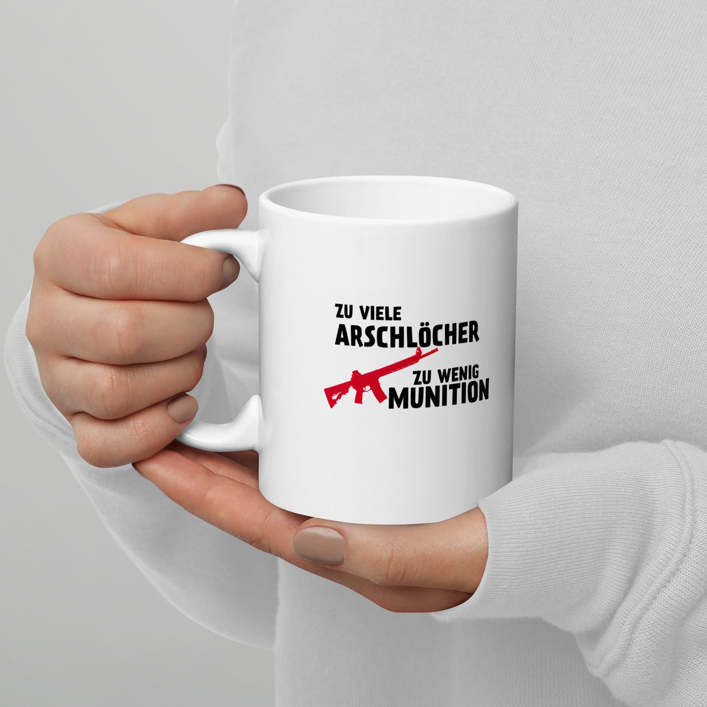 Weiße, glänzende Tasse - Zu viele Arschlöcher